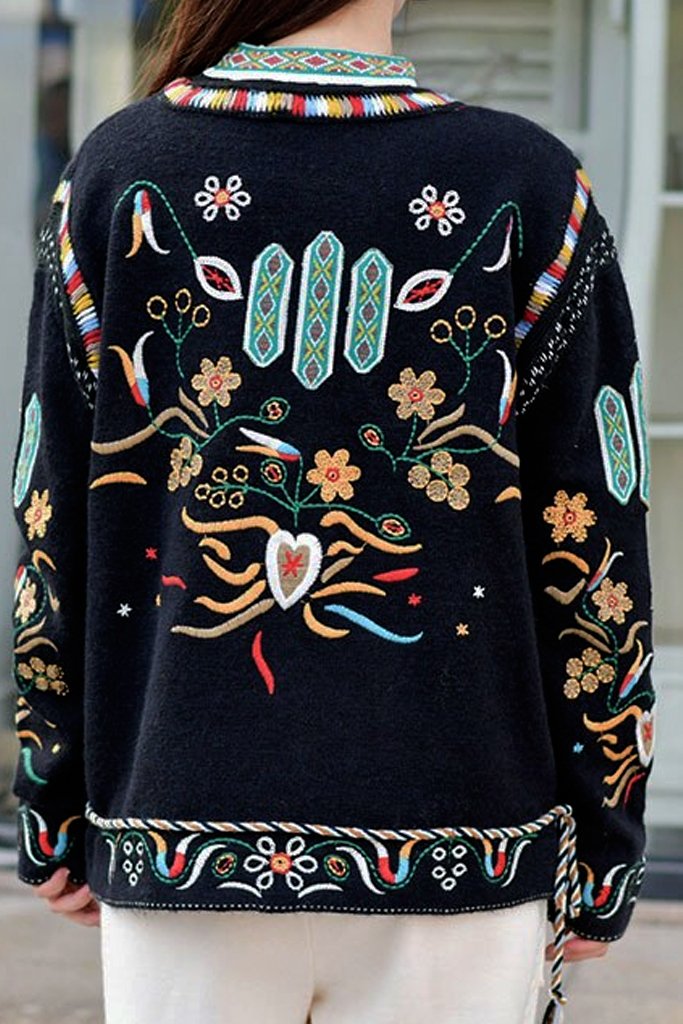 Zabela Black Sweater with Embroidery | Woman Clothing - Knitwear - Sweaters