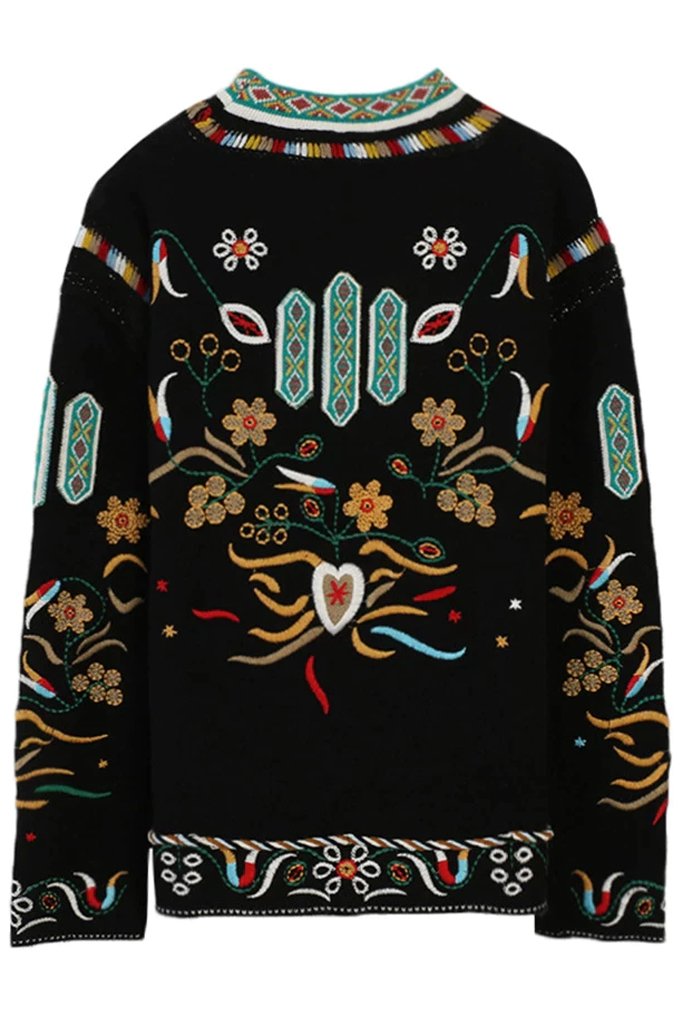 Zabela Black Sweater with Embroidery | Woman Clothing - Knitwear - Sweaters