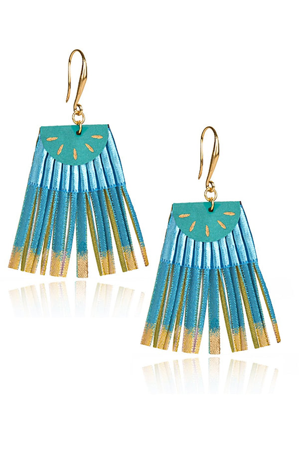 Scallop Turquoise Fabric Earrings