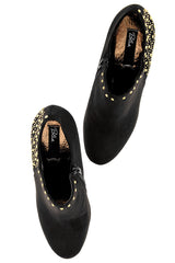 BLINK - EVEY Black Studded Suede Ankle Boots - Women Shoes
