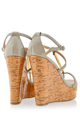 BLINK WINONA Taupe Patent Cork Wedges