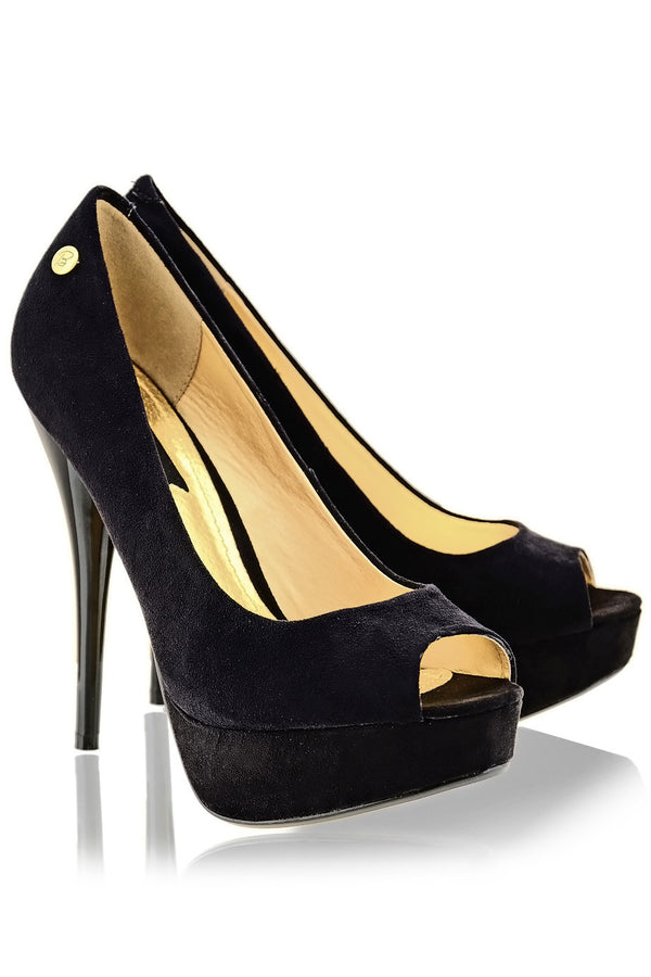 BLINK CLAIRE Black Suede Peep Toes