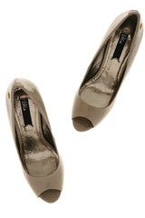 BLINK - LANE Taupe Patent Peep Toe Pumps - Women Shoes