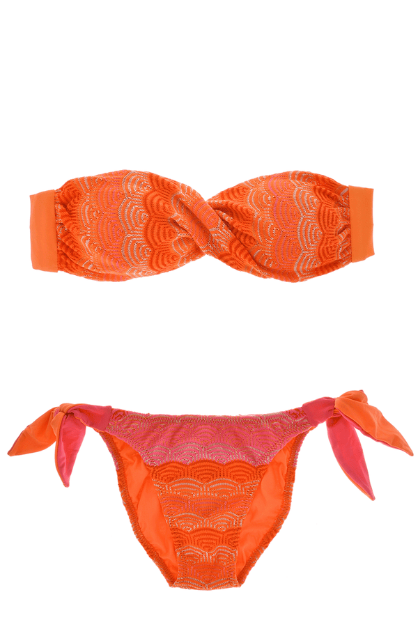 CECILIA PRADO NELI Fuchsia Coral Twisted Bandeau Bikini