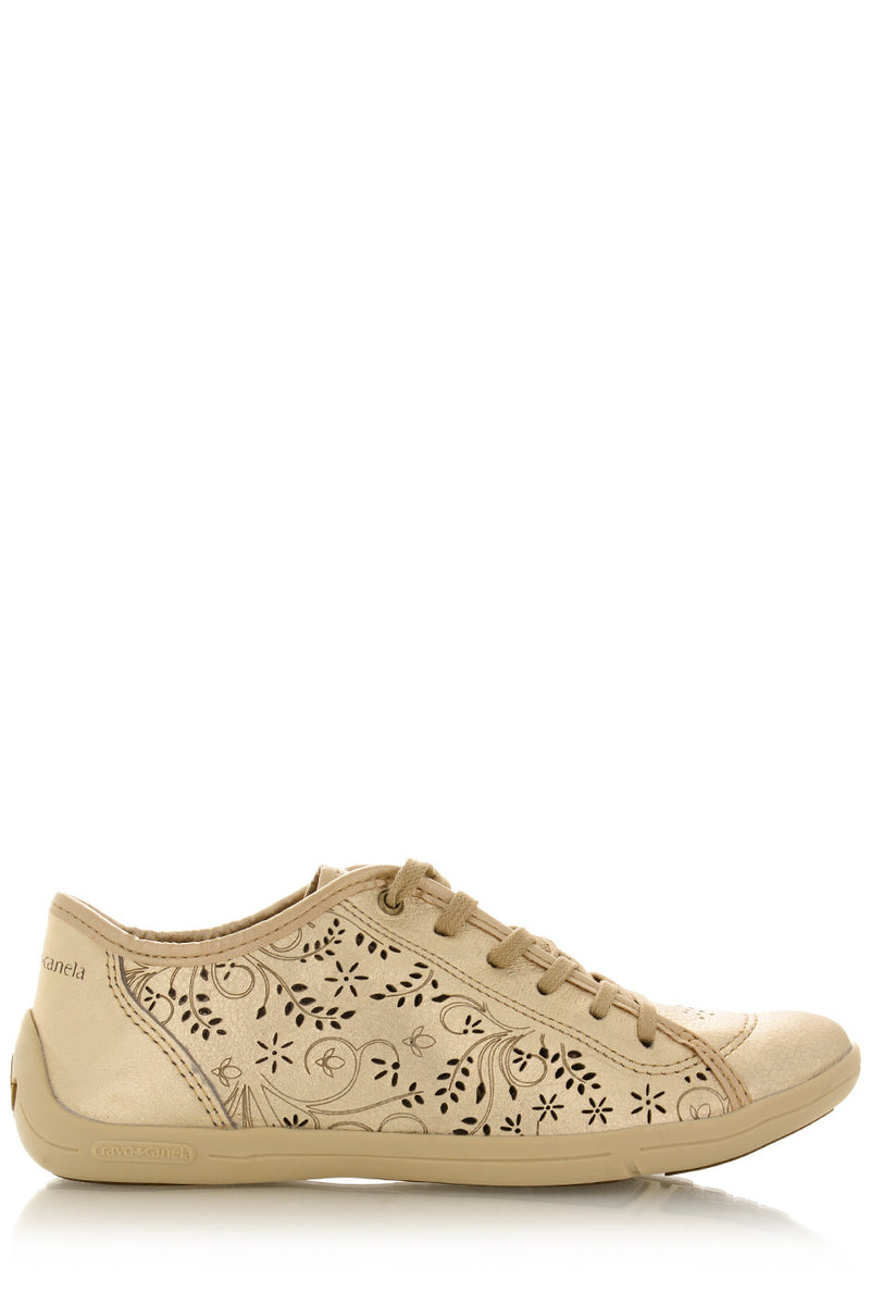 CRAVO & CANELA CINNA Gold Cut-Out Leather Sneakers