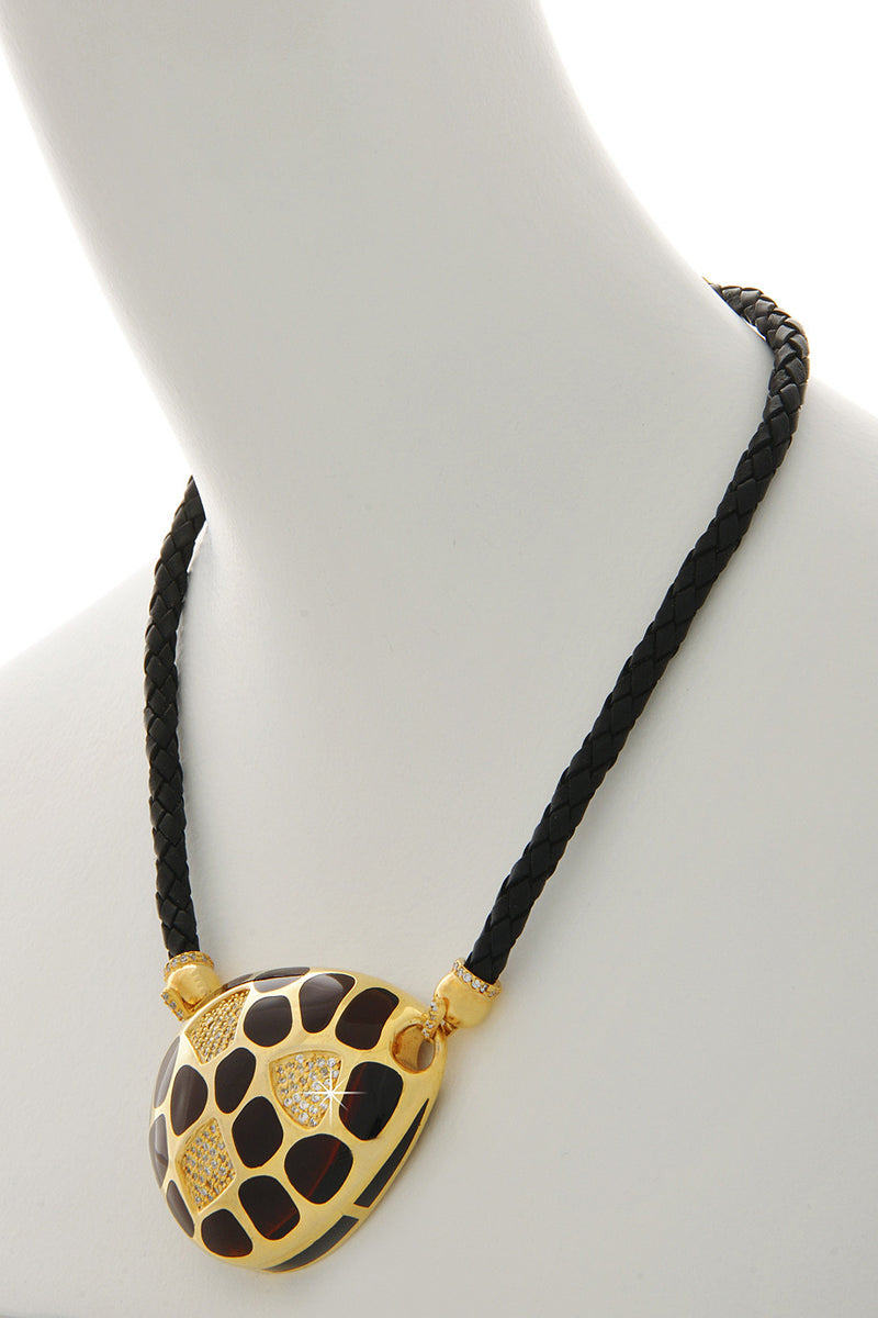 KENNETH JAY LANE TIGER Tortoise Gold Pendant