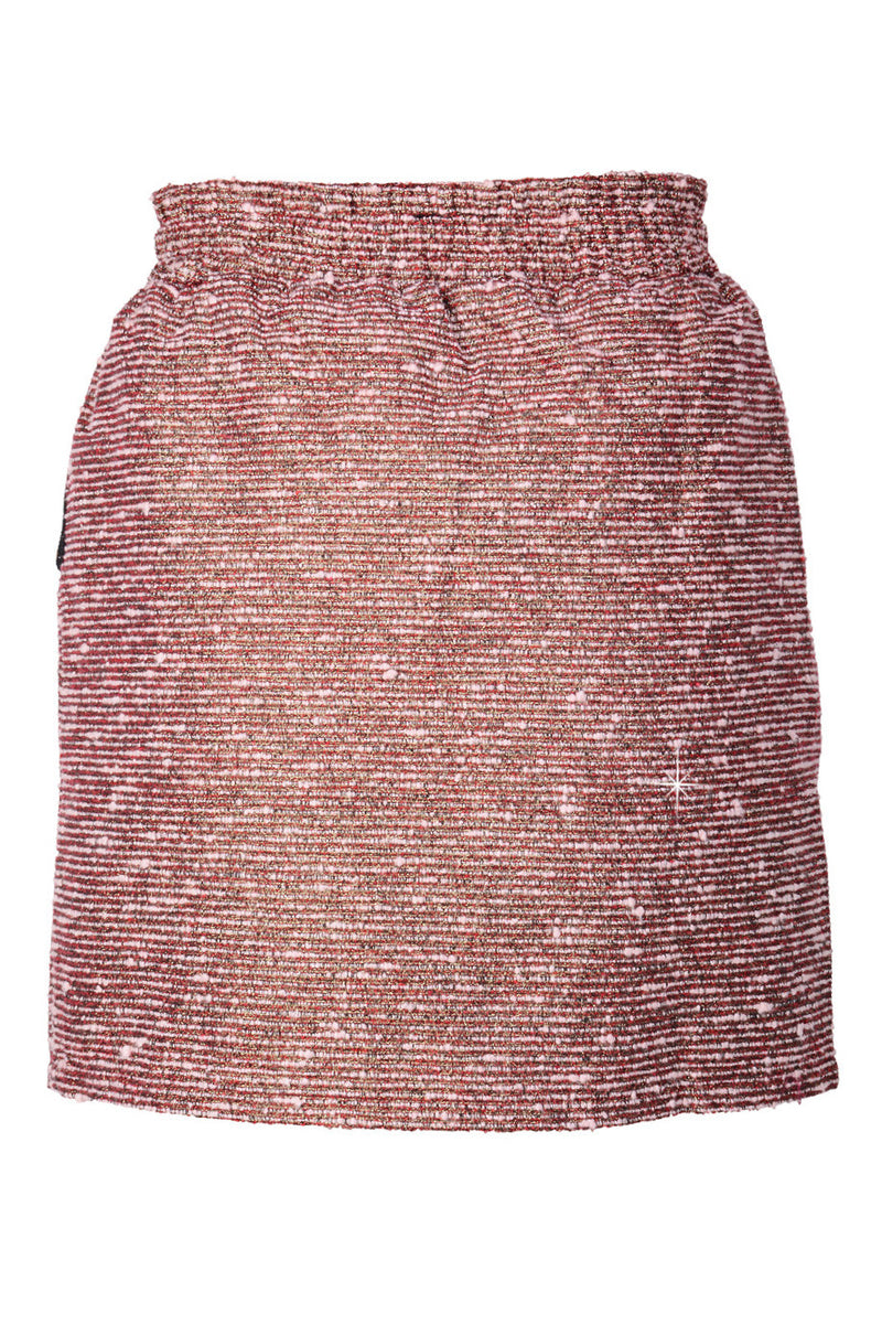 C BLOCK PEPLUM Pink Tweed-Effect Skirt