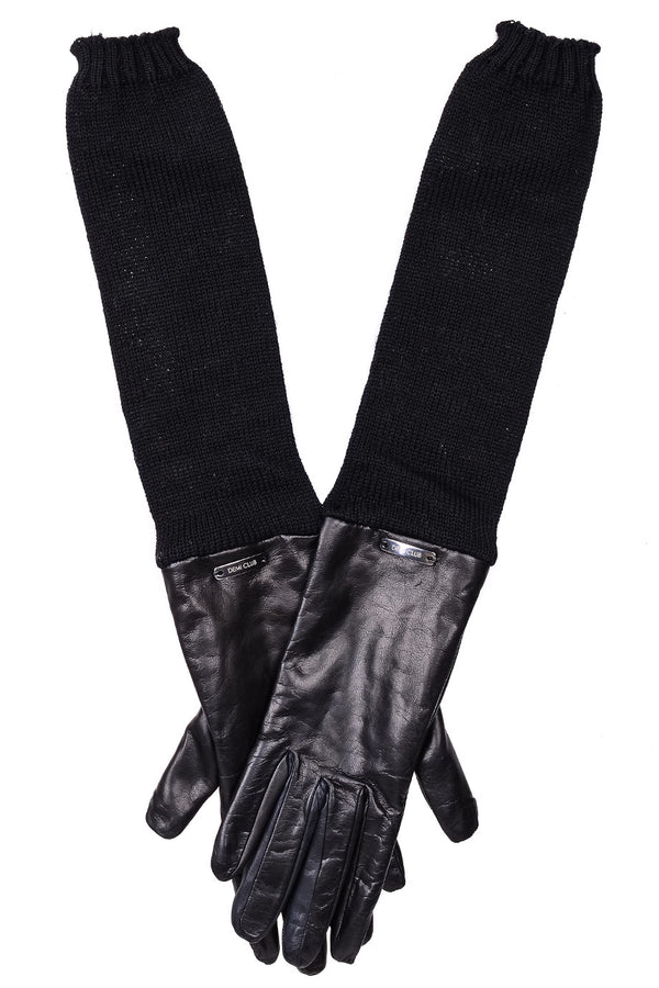 DEMI HEDDA Extra Long Black Leather Women Gloves
