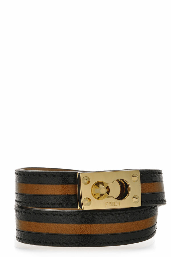 FENDI GOLDMINE Regimental Leather Bracelet