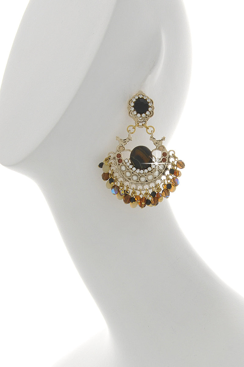 GIO BERNARDES - SHADOW Bronze Crystal Clip Earrings Jewelry