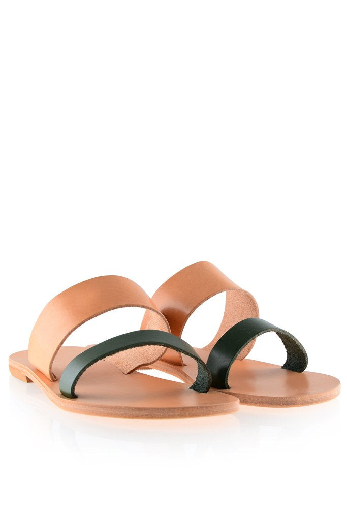 ELIA SANDALS | HELENA Beige Green Leather Sandals