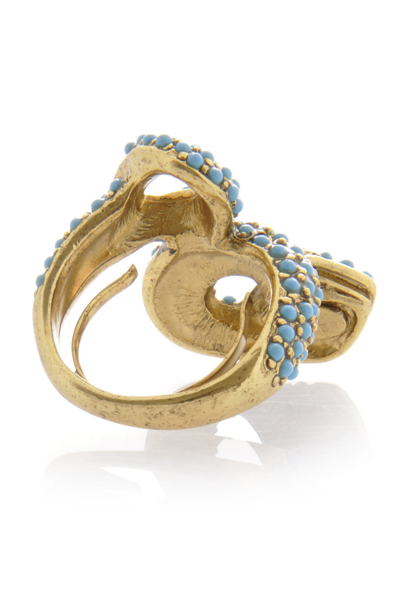 KENNETH JAY LANE - SERPENT Blue Crystal Ring - Women Jewelry