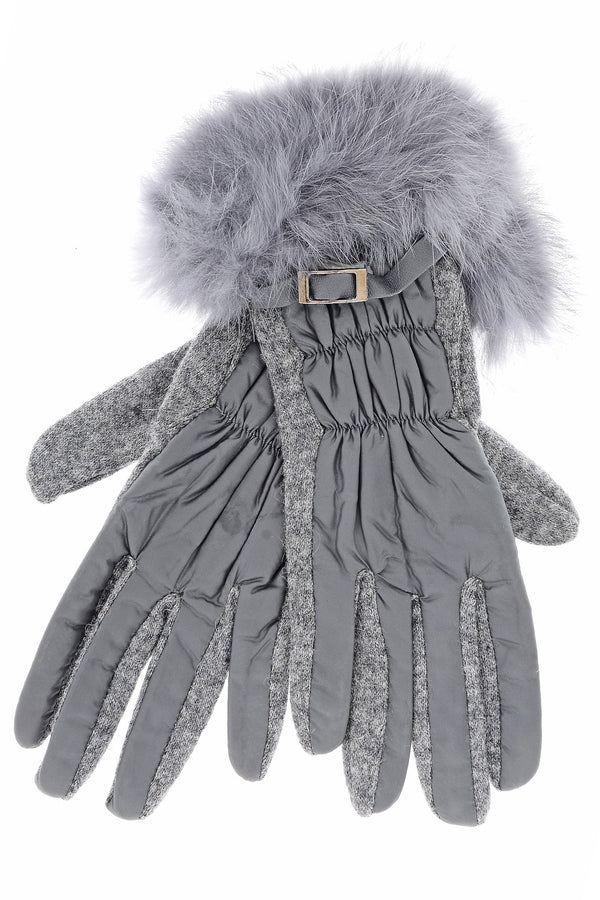 CHALET Grey Fur Wool Women Gloves