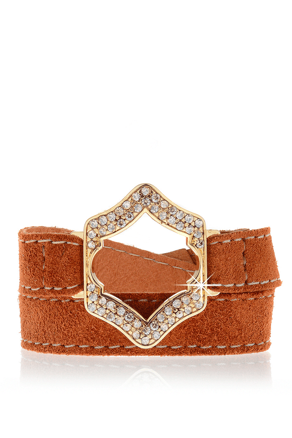 LK DESIGNS Gold Brown Leather Bracelet