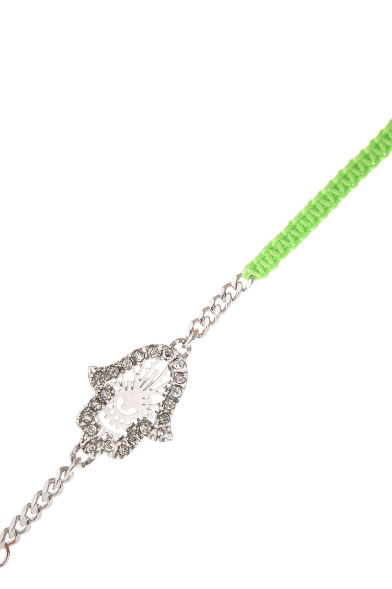 LK DESIGNS HAMSA Neon Green Cord Bracelet