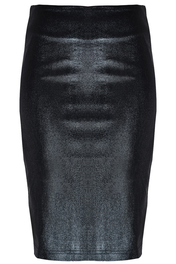 LUCY PARIS LOREIN Metallic Black Pencil Skirt