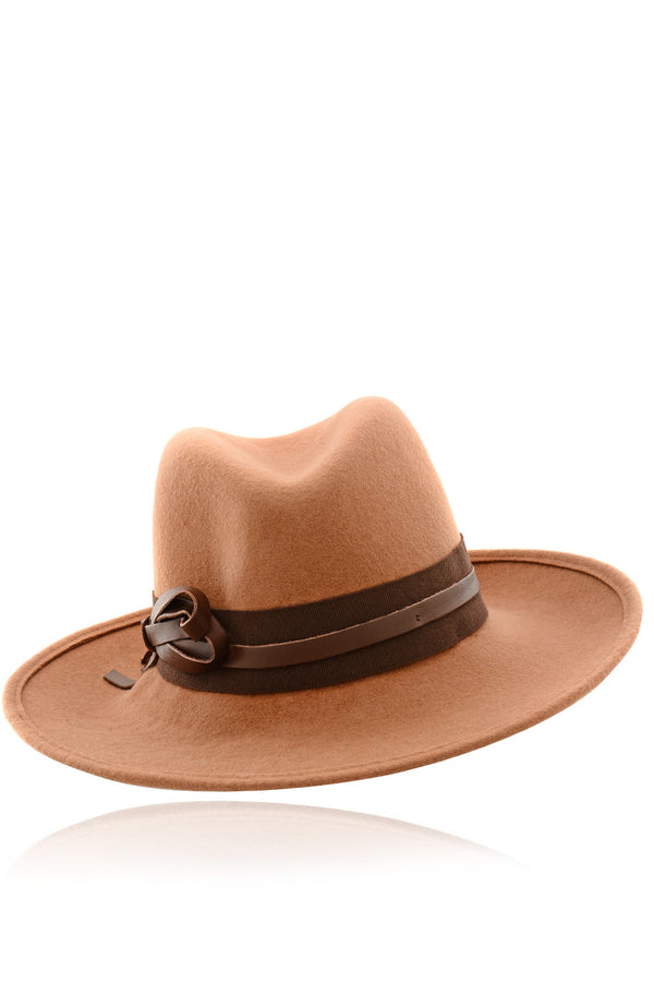CLARA Camel Wool Fedora Hat