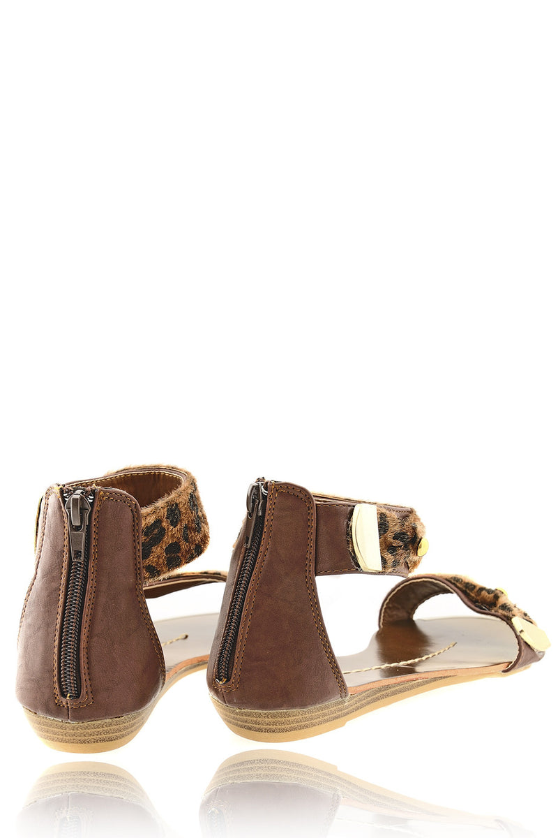 PONY LEOPARD Brown Animal Print Sandals