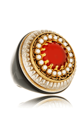 ORANGE STONE Pearl Cluster Cocktail Ring