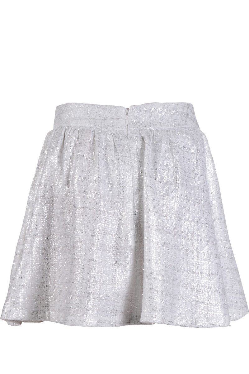 AZELIN Metallic White Mini Skirt