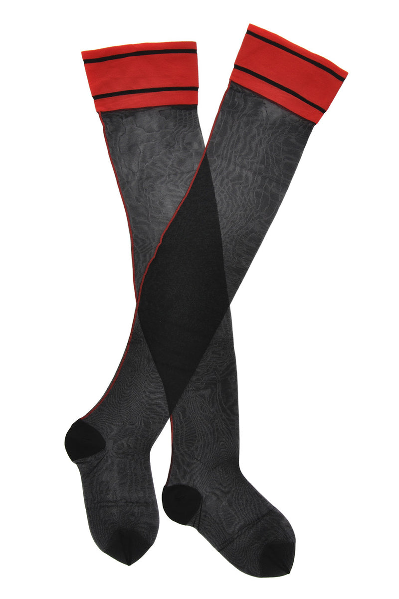 JESSY Seductive Red Stockings Black with Red Details
