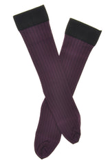 WOLFORD WALL STREET Pin Stripe Knee Highs Lilac Black Socks 9610