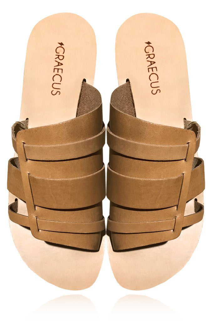 DESMI Beige Leather Sandals | GRAECUS Greek Handmade Leather Sandals