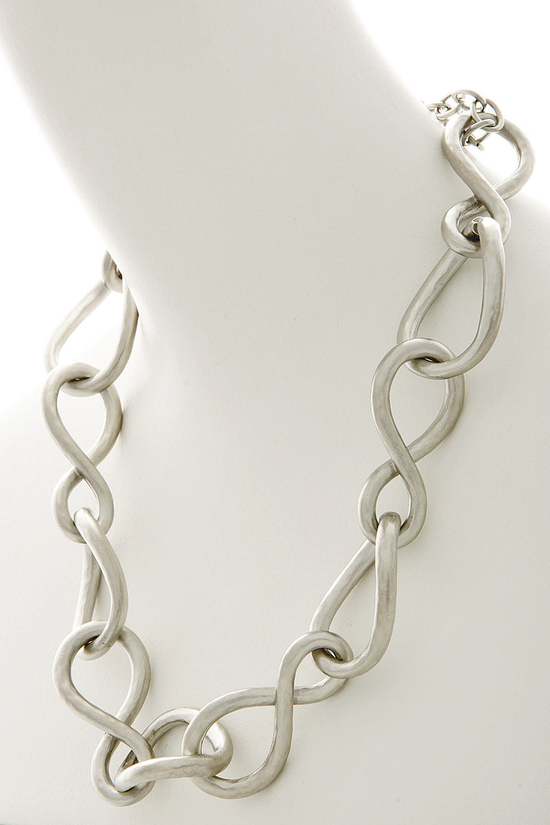 KENNETH JAY LANE SATIN Silver Chain Necklace