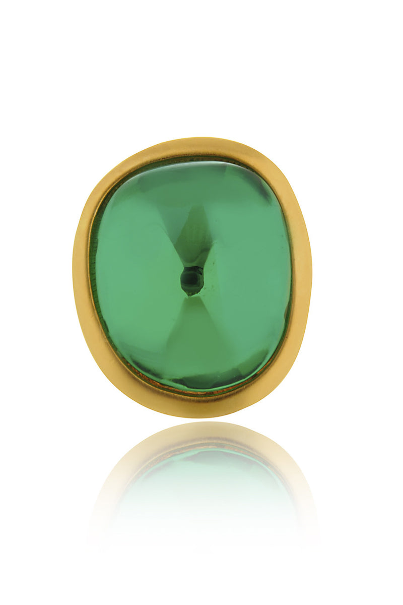 KENNETH JAY LANE EMERALD Oval Green Crystal Cocktail Ring