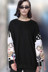 Granny Black Top with Patterns | Woman Clothing - Tops - Blouses