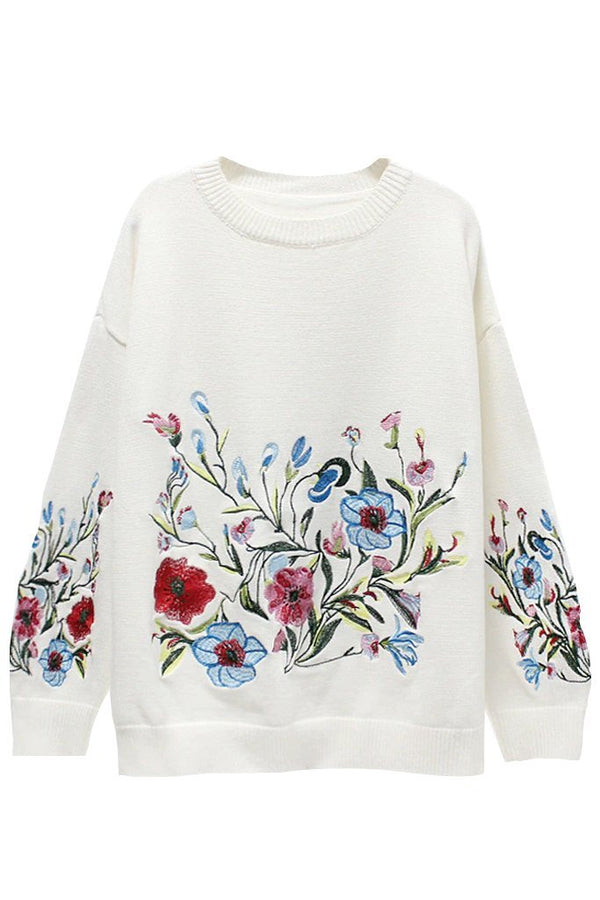 Ivita White Floral Sweater | Woman Clothing - Knitwear - Sweaters