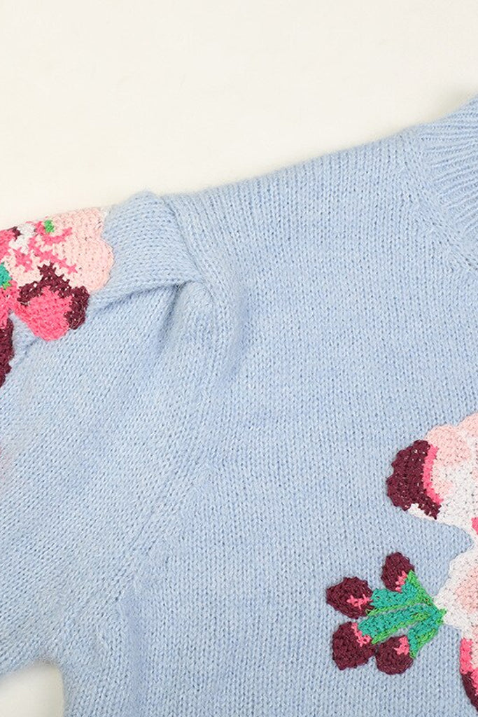 Ayla Light Blue Sweater with Flowers  Woman Clothing - Knitwear -  Cardigans – PRET-A-BEAUTE