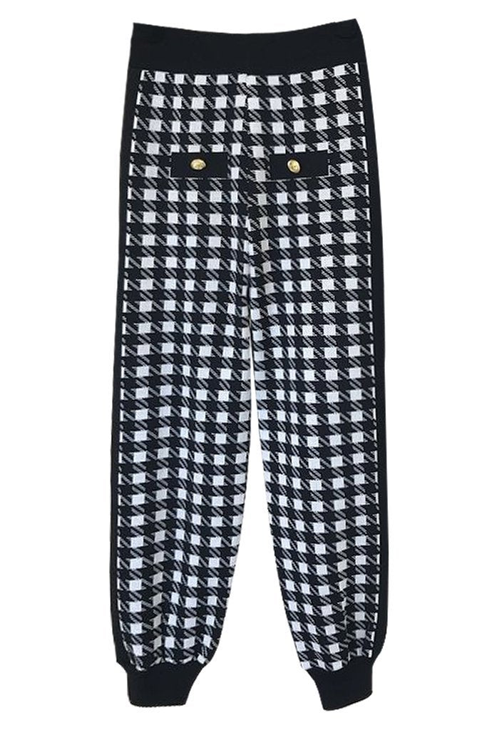 Garda Black and White Houndstooth Jacket and Pants Set | Woman Clothing - Knitwear