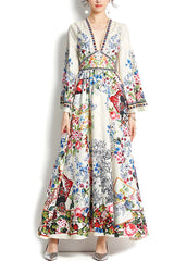 Amaryllis White Floral Print Long Dress | Woman Clothing - Dresses - Evening Dresses