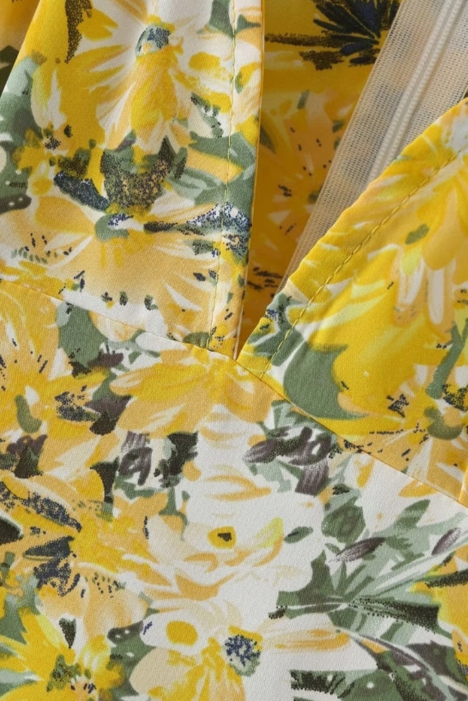 Alira Yellow Printed Floral Dress | Woman Clothing - Dresses