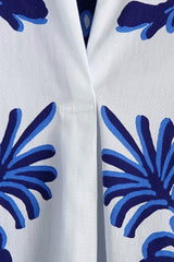 Christa White Blue Patterned Top | Woman Clothing - Tops - Blouses