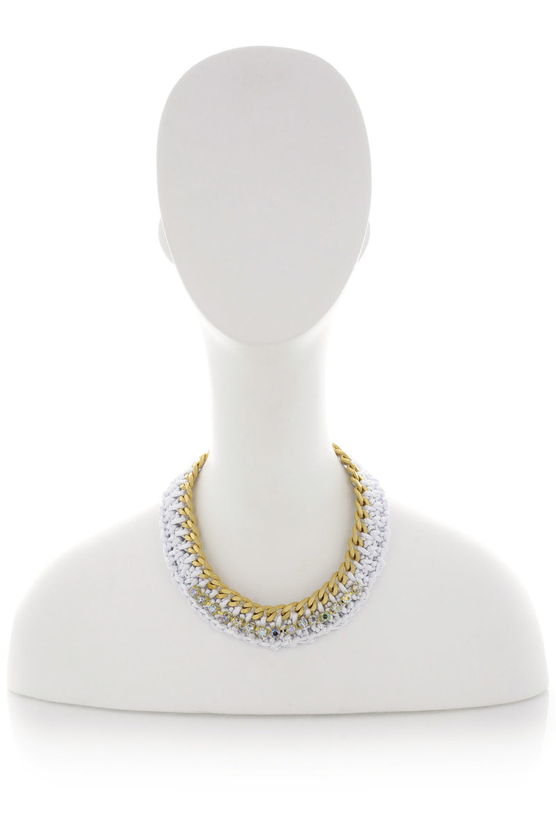 ALBERTO GALLETI - ANNELIESE White Woven Crystal Necklace - Jewelry