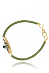 ALBERTO GALLETI IRAIDA Gold Green Suede Bracelet