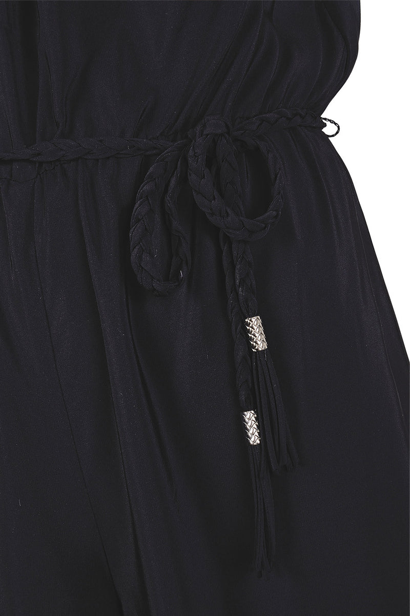 ALICE & TRIXIE CRYSTAL Black Silk Jumpsuit