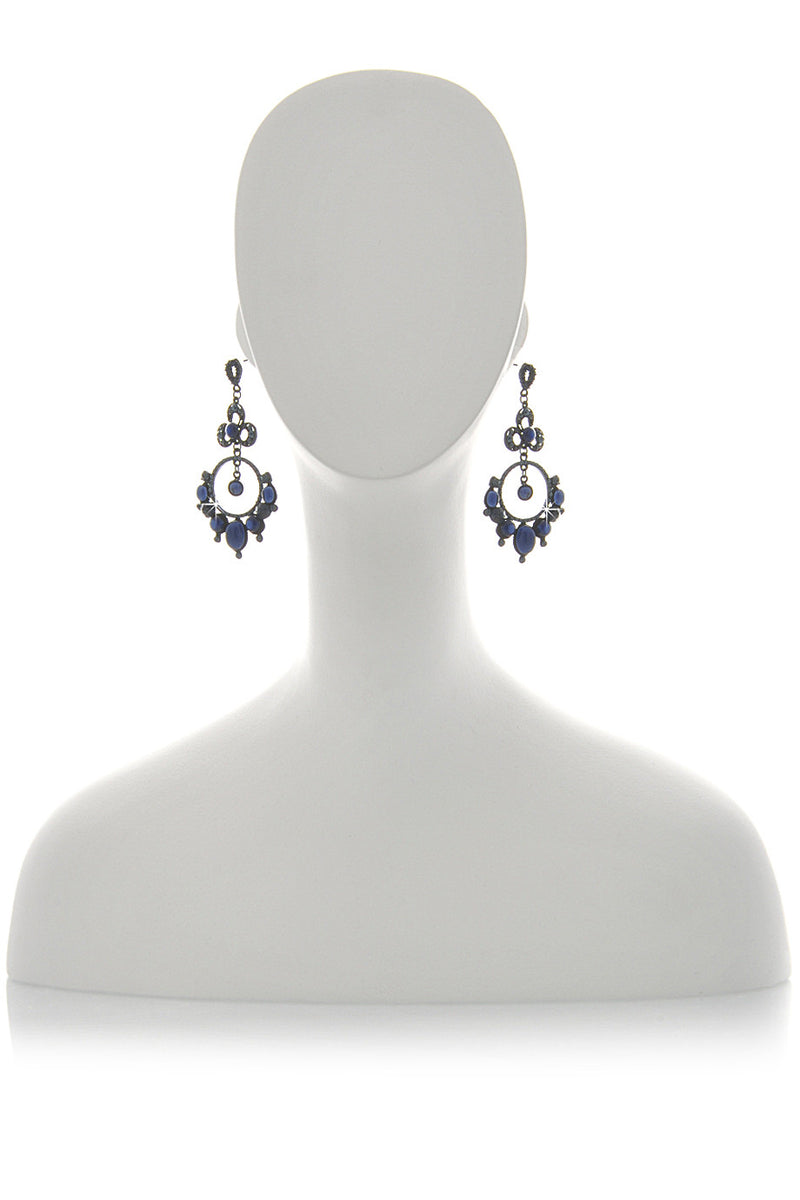 ANDREA MADER LACE Dark Blue Crystal Earrings