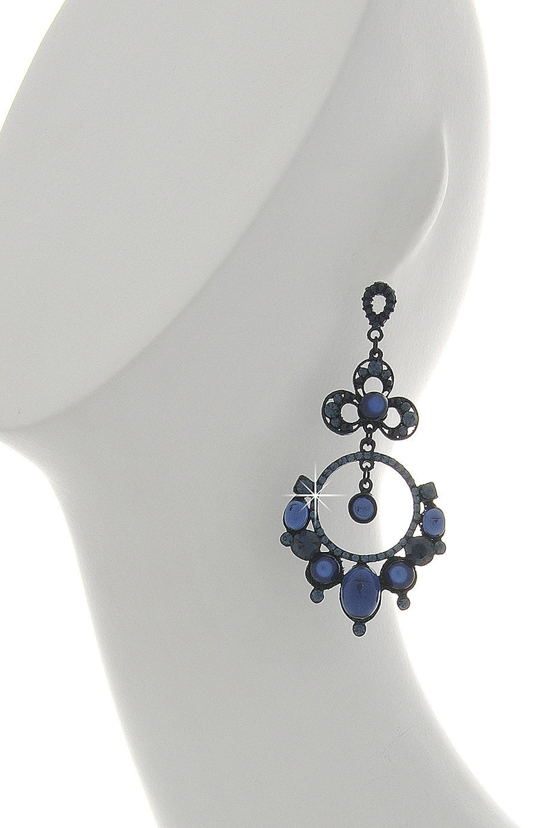 ANDREA MADER LACE Dark Blue Crystal Earrings
