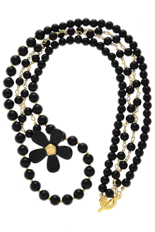 A. H. CRAWFORD DAISY Double Strand Black Necklace