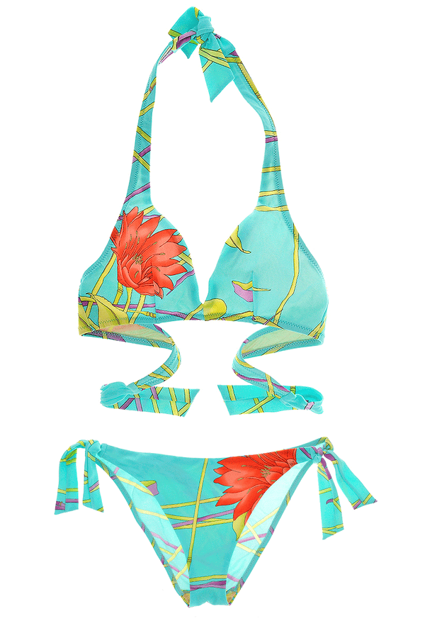 ARGENTOVIVO FLOWER Multicolor Turquoise Halter Bikini