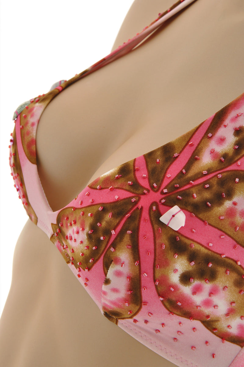 ARGENTOVIVO PINK SHELL Embellished Halter Bikini