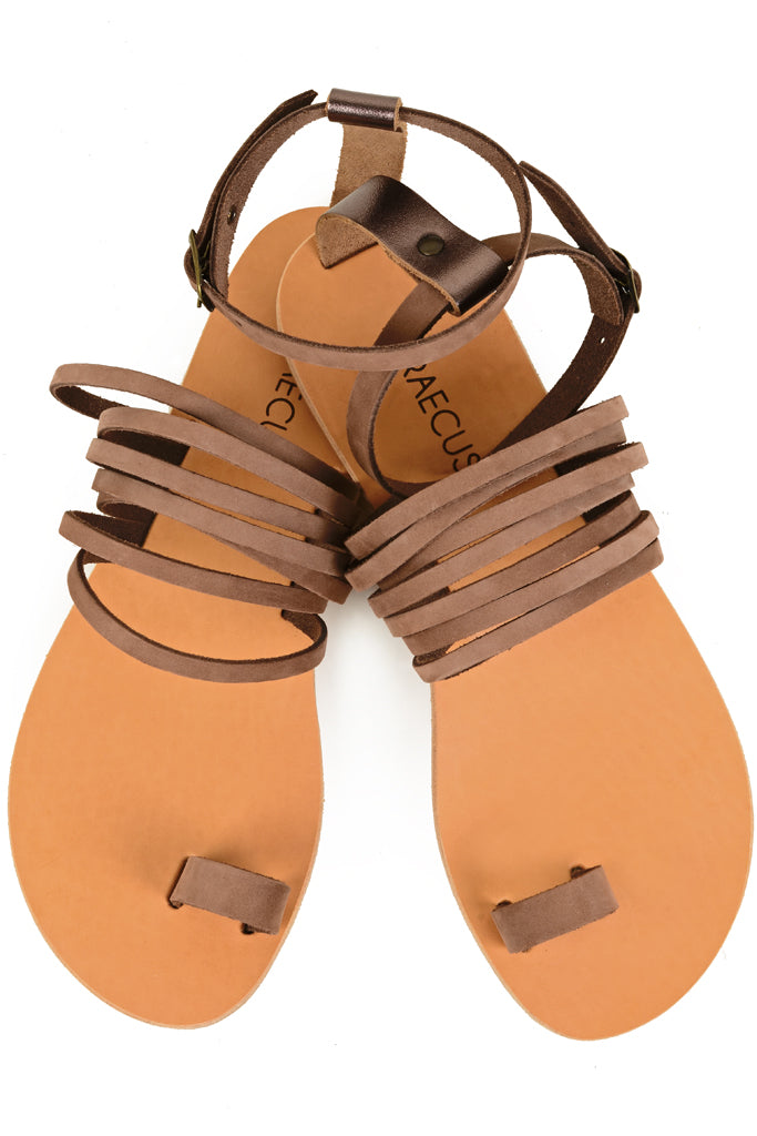 GRAECUS ASTRAEA Brown Suede Leather Sandals