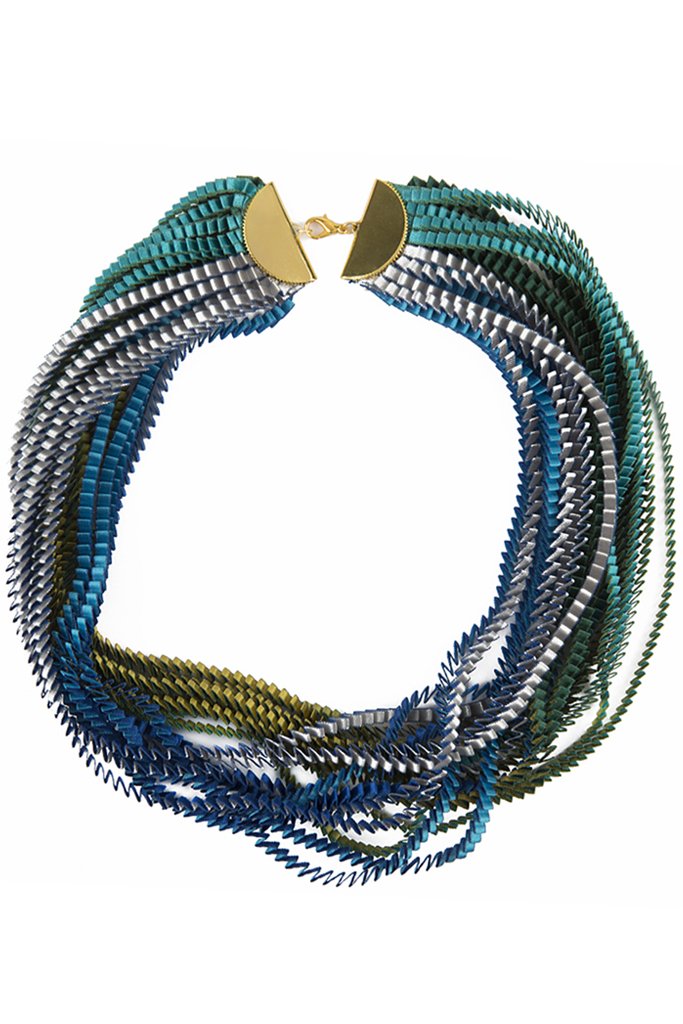 EOS Blue Multicolor Fabric Necklace