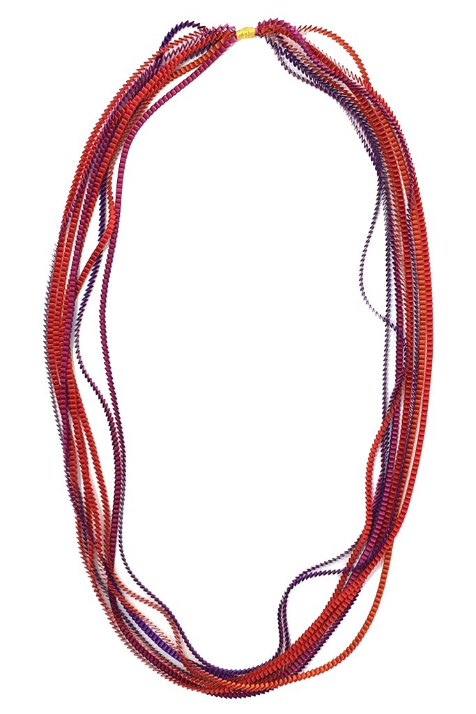 Essilp Red Multicolor Fabric Necklace