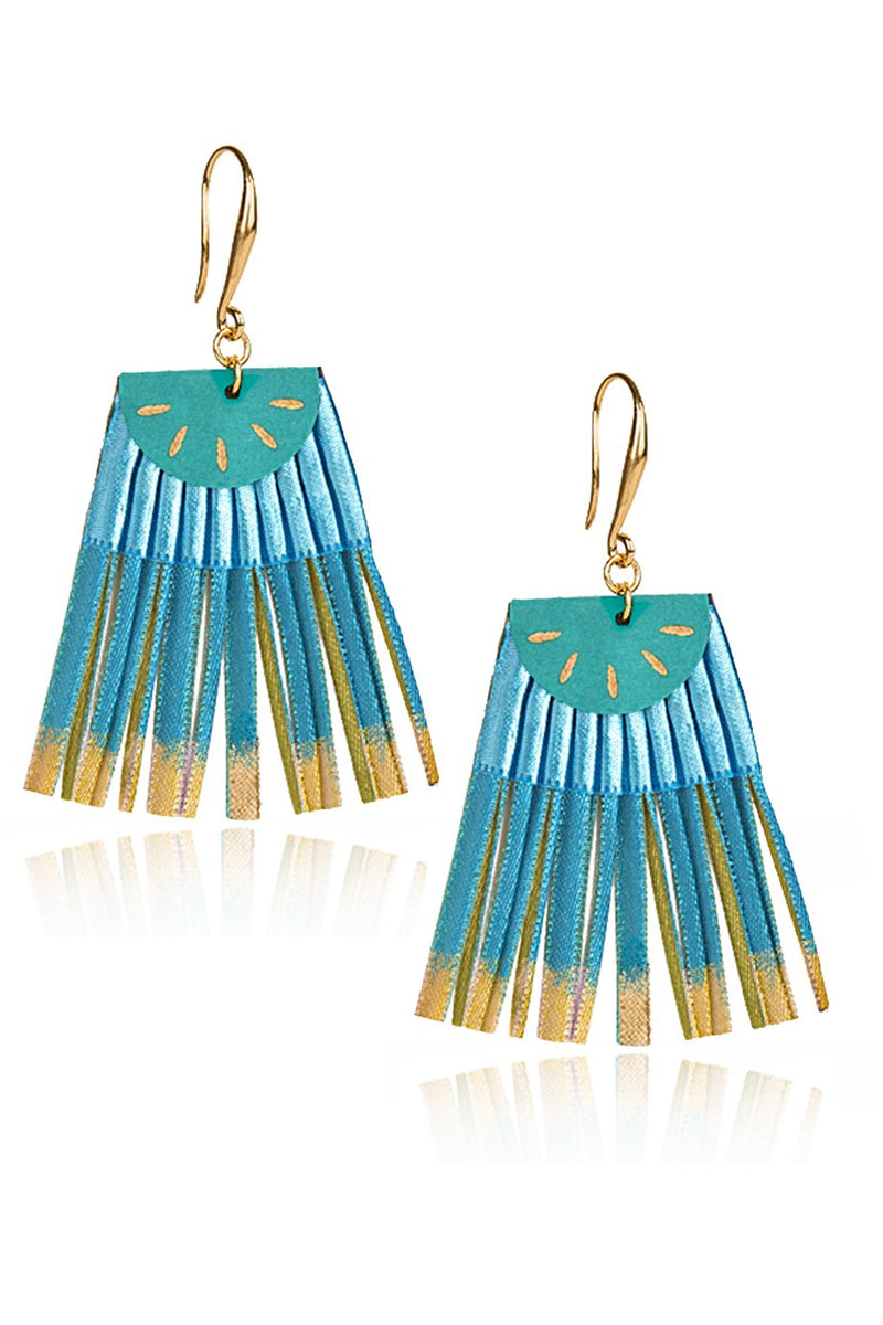 Scallop Turquoise Fabric Earrings