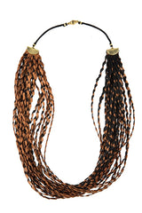 Zig Zag Black Bronze Silk Necklace