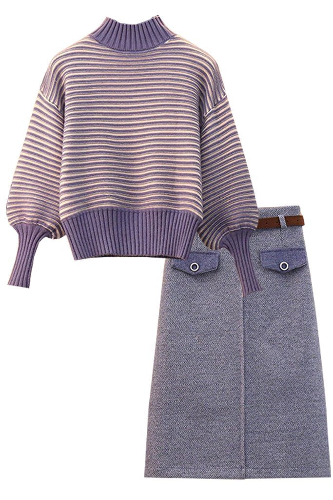 Purple Sweater and Skirt Set | Woman Clothing - Philip Lang